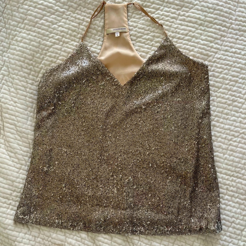 Lavender brown sequin Cami top. EUC. Worn twice.